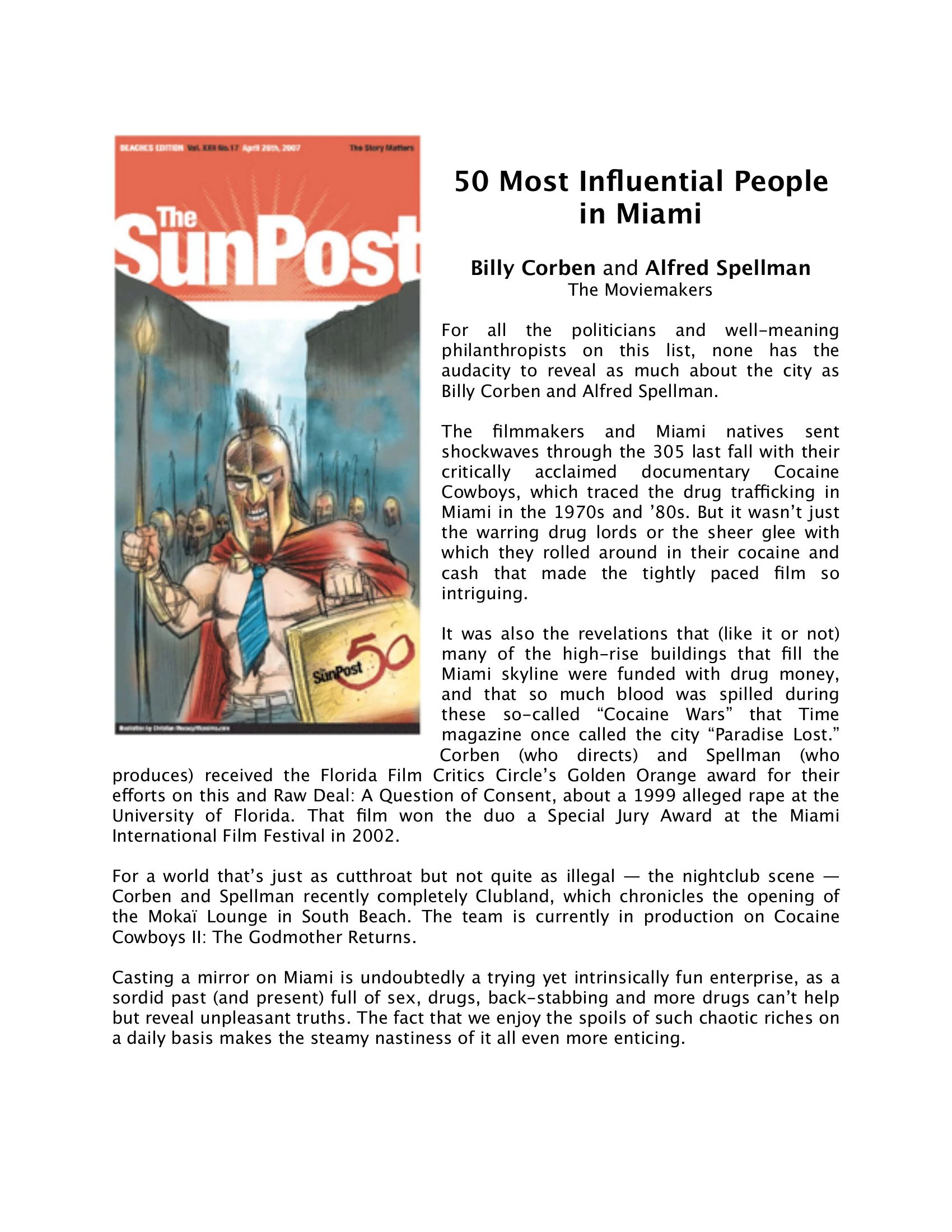 50 Most Influential People in Miami: Billy Corben and Alfred Spellman, The Moviemakers