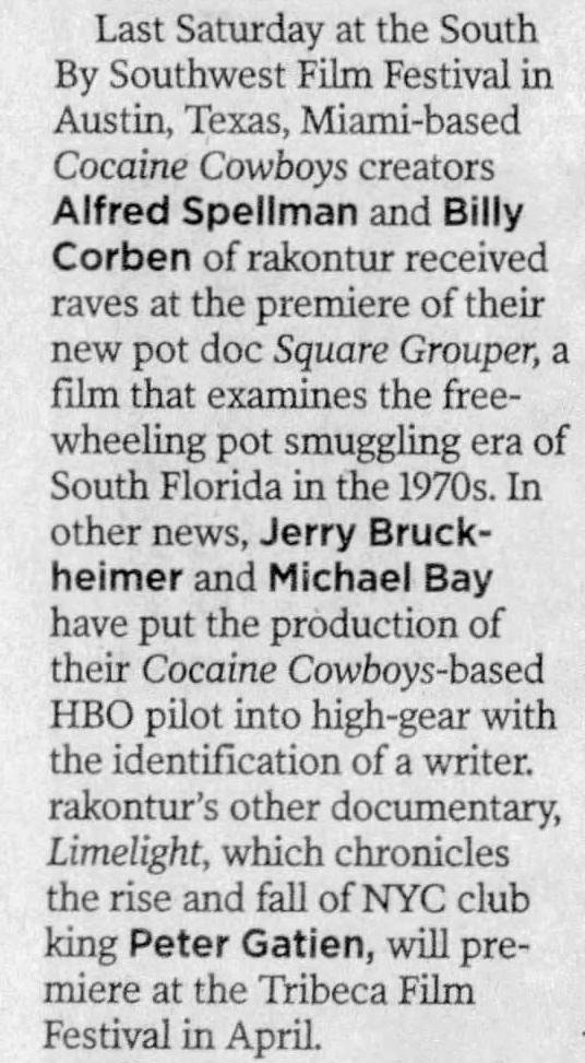 Square Grouper premieres at SXSW; Limelight set for Tribeca