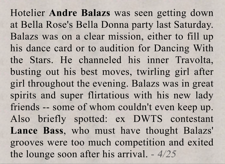 Andre Balazs at Bella Donna